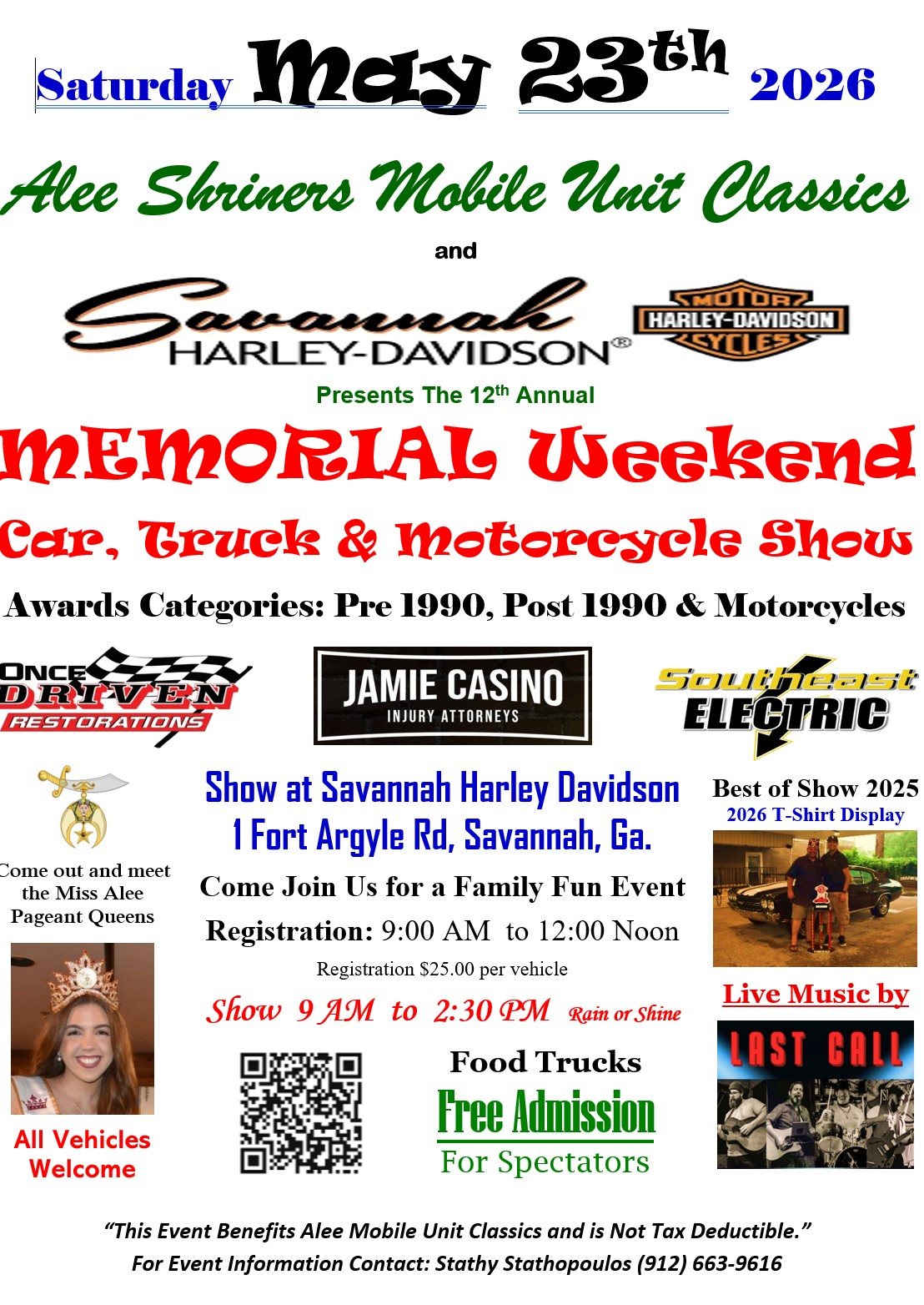 2026 Memorial Weekend Car, Truck & Motorcycle Show flyer